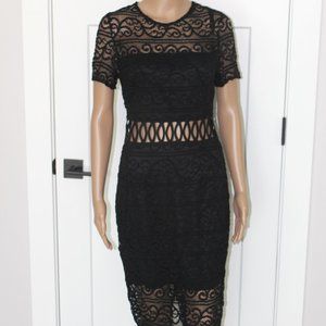 Missguided Black Lace Pannelled Dress -  US Size 8 - New